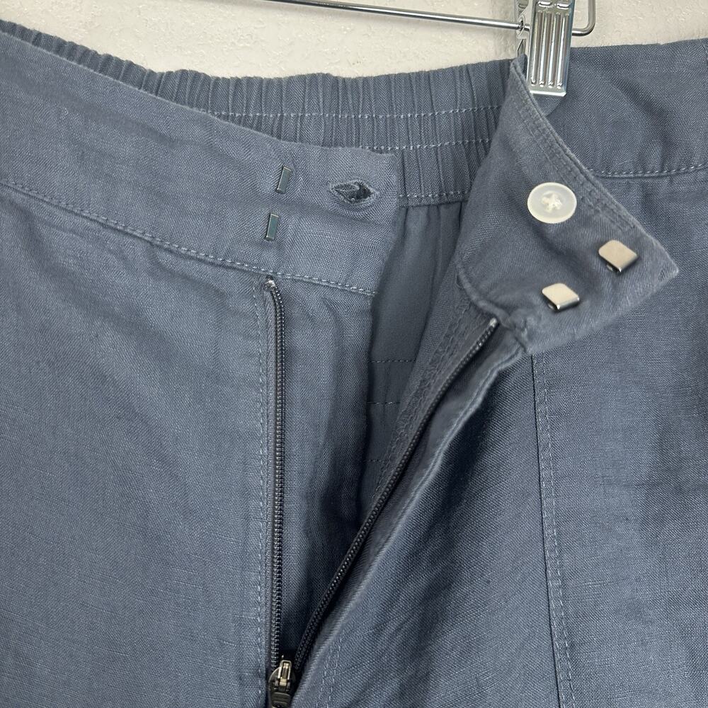 Athleta Voyager Linen Pants Women 20 Plus Granite Blue Relaxed Comfort Crop - Picture 7 of 13